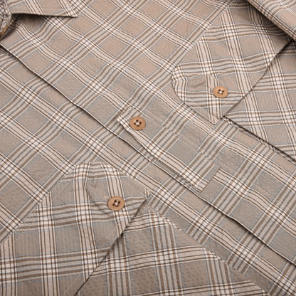 1ST PAT-RN PATH OVERSHIRT - BEIGE GLENCHECK