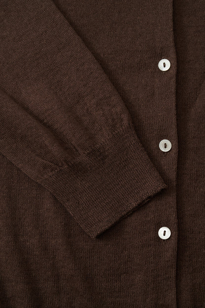 NOTHING WRITTEN ROLA LINEN CARDIGAN - BROWN