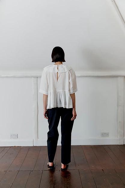 CAWLEY JAPANESE STITCH COTTON GEORGIA TROUSER - WASHED BLACK