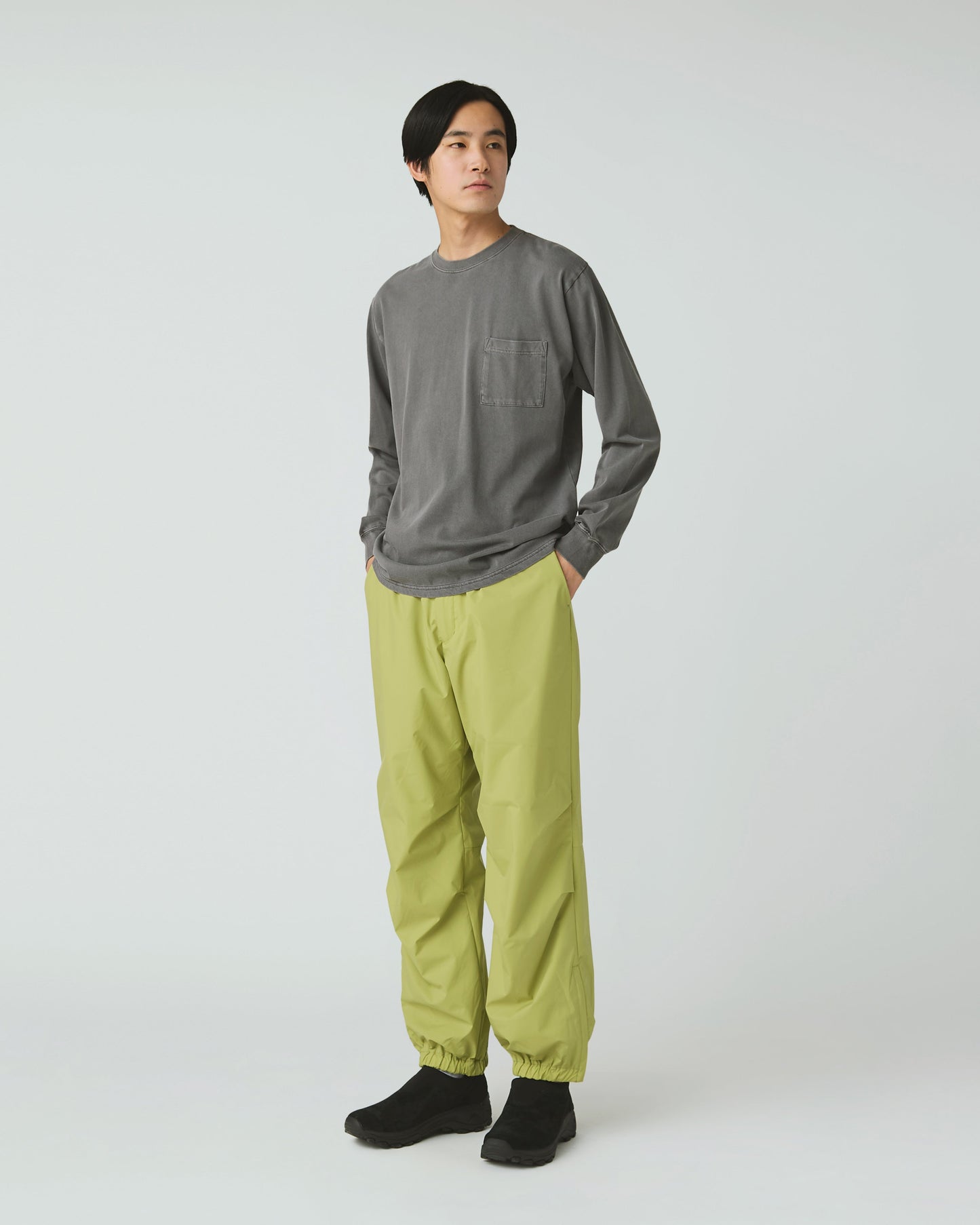 SNOW PEAK GARMENT DYED L/S T-SHIRT - CHARCOAL
