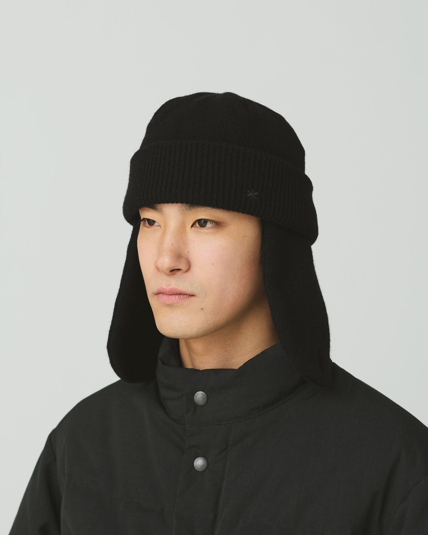 SNOW PEAK KNIT FLIGHT CAP - BLACK