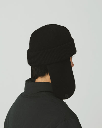 SNOW PEAK KNIT FLIGHT CAP - BLACK