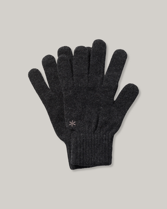 SNOW PEAK WASHABLE WOOL KNIT GLOVES - CHARCOAL