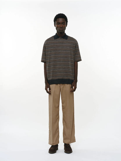 MARKA ONE BUTTON POLO S/S TEE - BEIGE BORDER