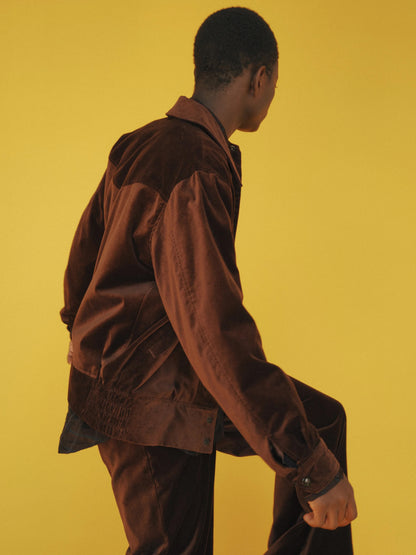 MARKA COTTON VELVET COWBOY JACKET - BROWN