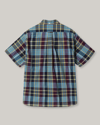 SUGAR CANE INDIA MADRAS BUTTON DOWN SS SHIRT - PURPLE