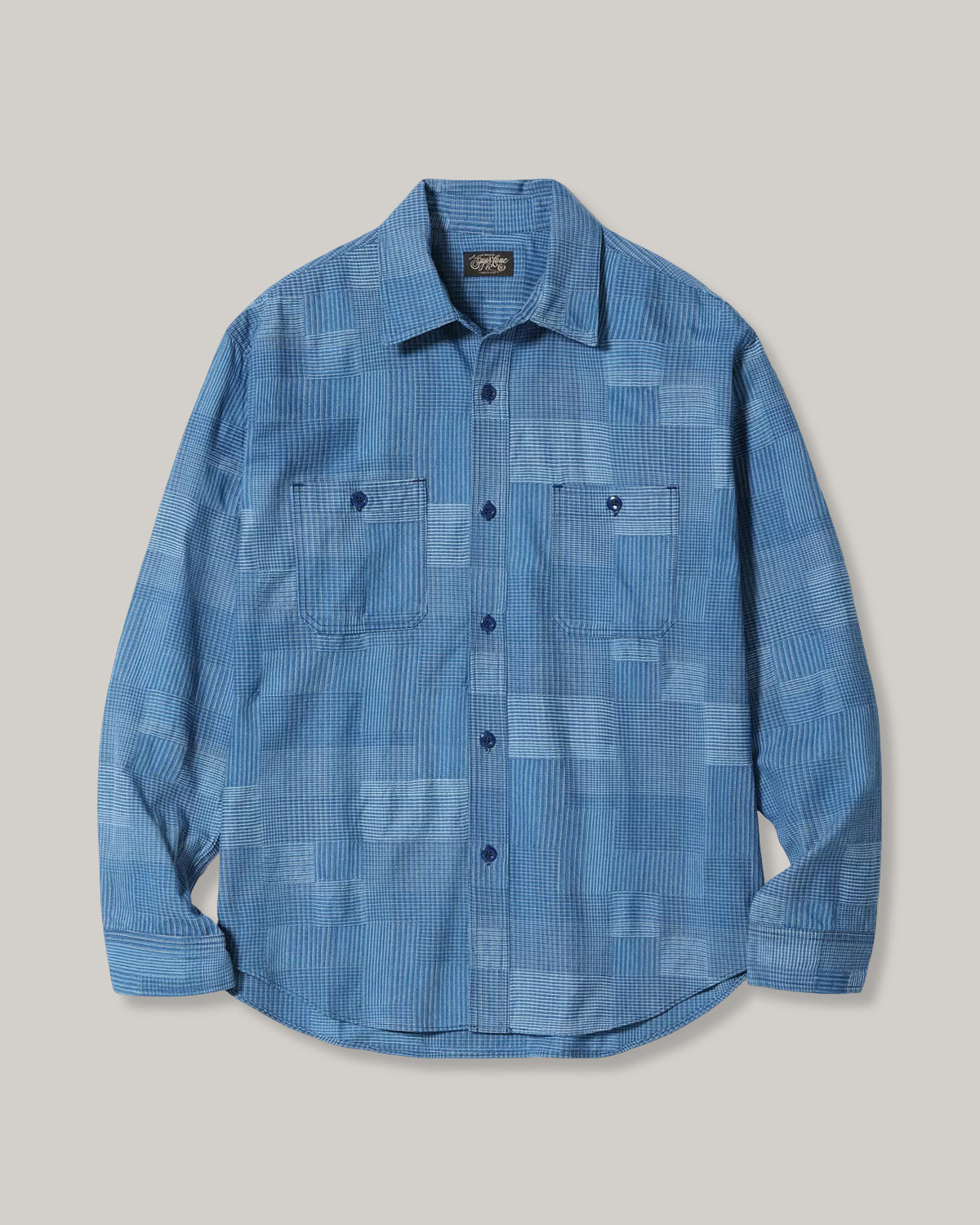 SUGAR CANE INDIGO PATCHWORK WORK SHIRT - LIGHT INDIGO