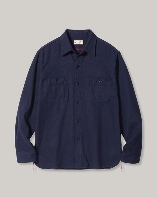 SUGAR CANE  COTTON TWILL WORK SHIRT - NAVY