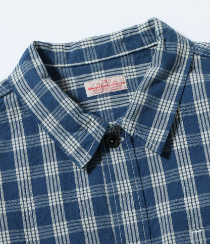 UNION SUPPLY PALAKA CHECK SHIRT BLOUSE - BLUE CHECK