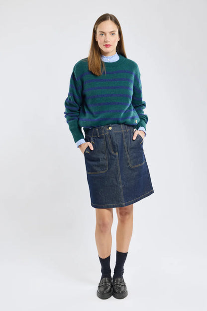 ARMOR LUX LADIES STRIPED SAILOR SWEATER - DARK SEA/ TWILIGHT BLUE