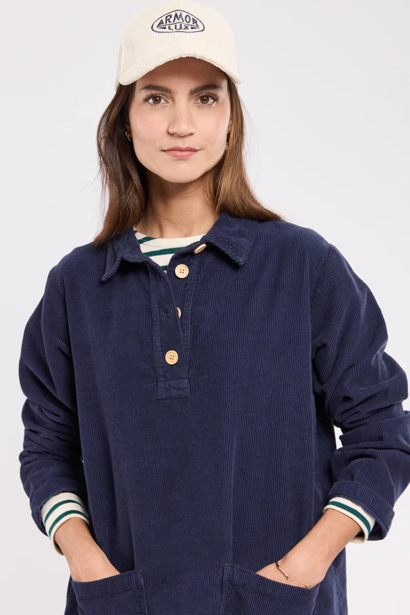 ARMOR LUX LADIES CORDUROY TUNIC DRESS - DARK SEAL