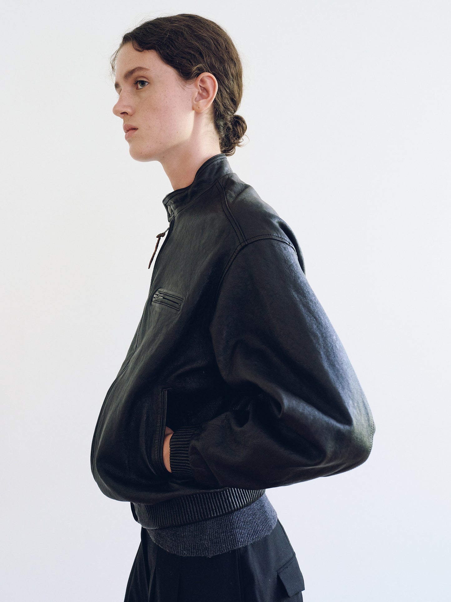 NOTHING WRITTEN LEATHER SINGLE RIDER JACKET - BLACK