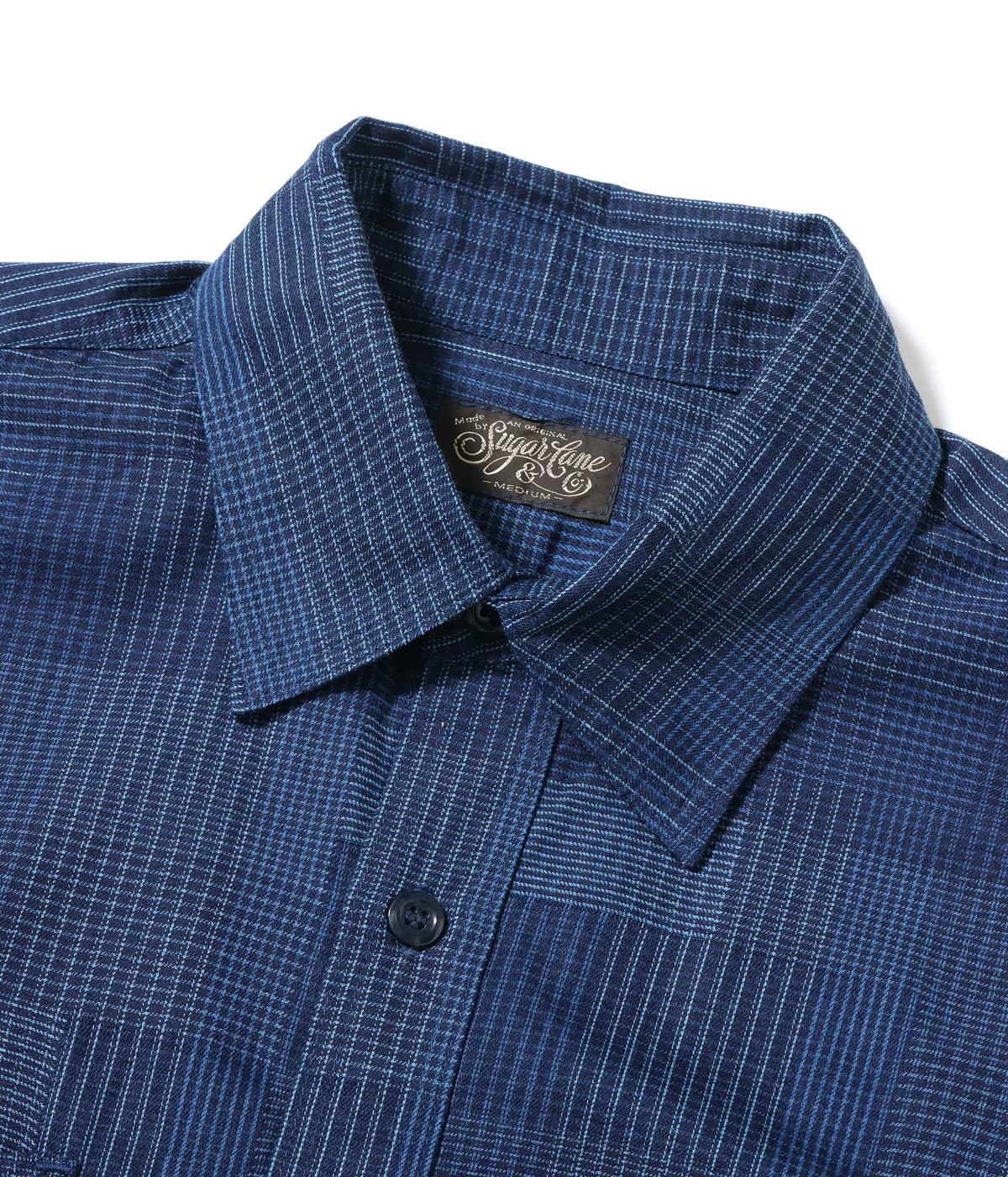 SUGAR CANE INDIGO PATCHWORK WORK SHIRT -  DARK INDIGO