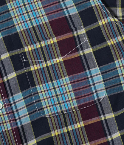 SUGAR CANE INDIA MADRAS BUTTON DOWN SS SHIRT - PURPLE