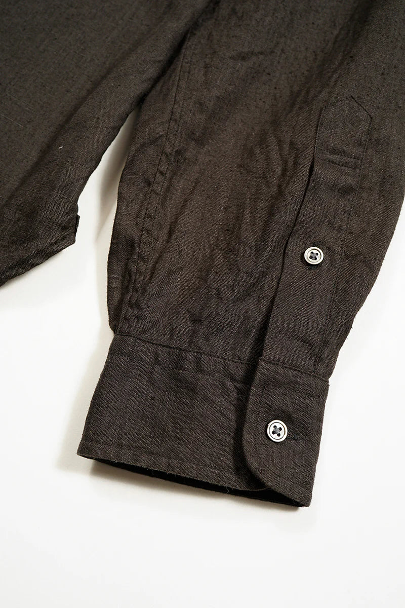 NIGEL CABOURN MAINLINE BRITISH OFFICER SHIRT HEMPHORSE CLOTH - CHARCOAL GREY MKII