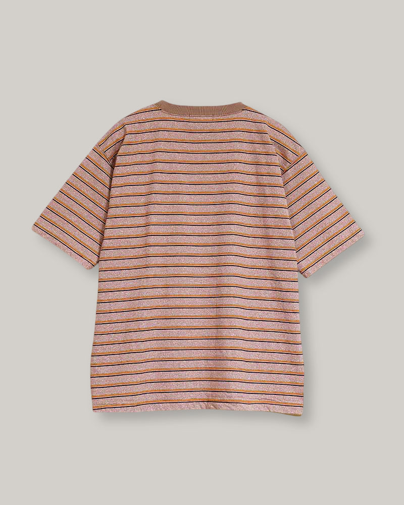 NIGEL CABOURN 7.8oz BORDER HALF SLEEVE T-SHIRT - LIGHT BROWN