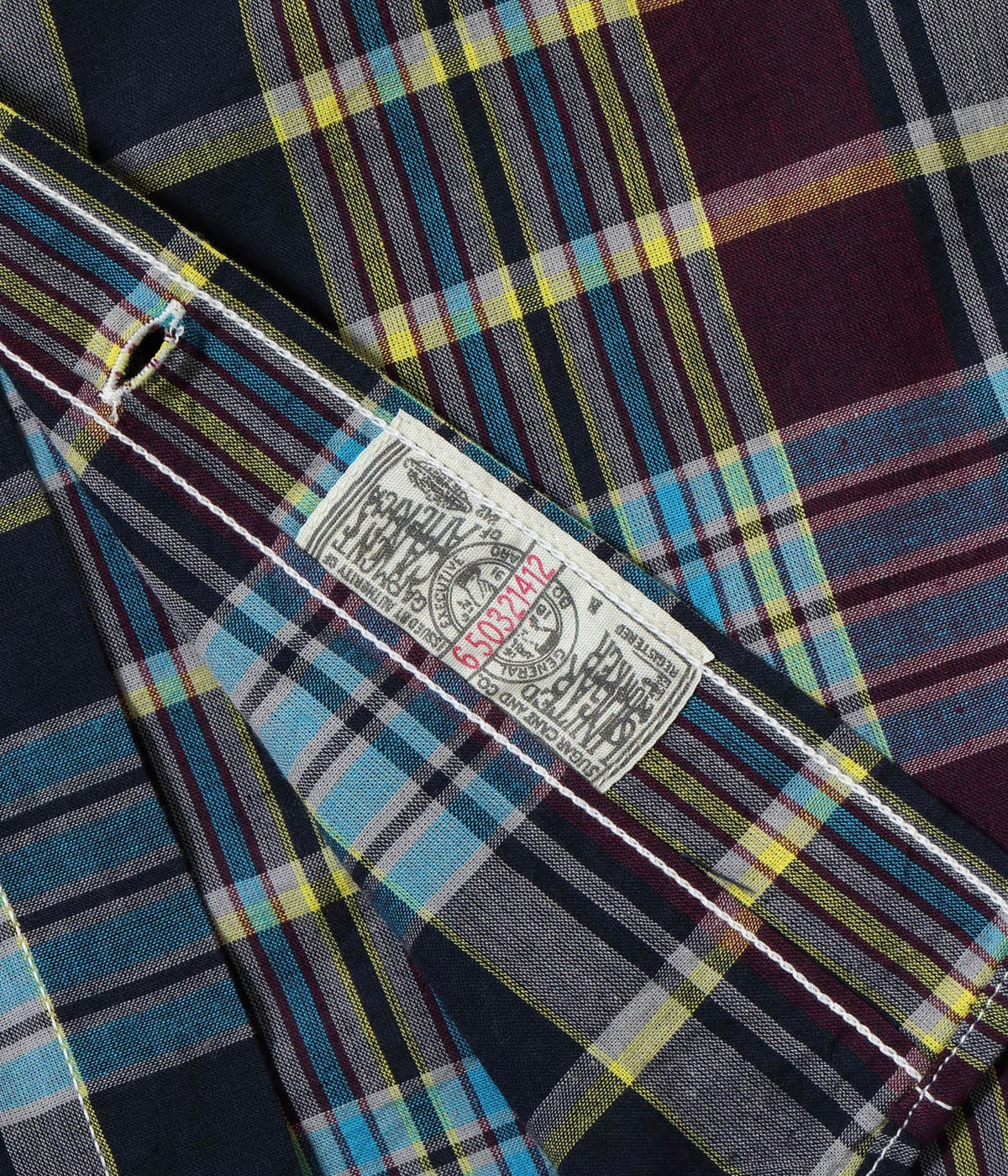 SUGAR CANE INDIA MADRAS BUTTON DOWN SS SHIRT - PURPLE