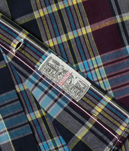 SUGAR CANE INDIA MADRAS BUTTON DOWN SS SHIRT - PURPLE