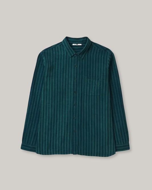 11.11 LOVERS STRIPED SHIRT - BOTTLE GREEN