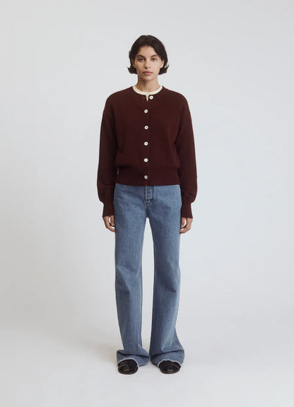 &DAUGHTER ADA CREWNECK CARDIGAN  - BURGUNDY