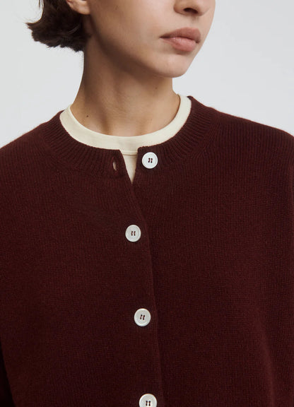 &DAUGHTER ADA CREWNECK CARDIGAN  - BURGUNDY