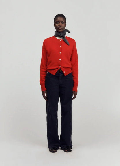 &DAUGHTER ADA CREWNECK CARDIGAN  - POPPY RED
