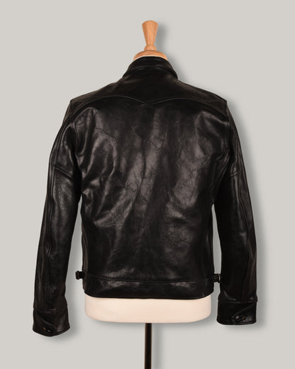 AERO LEATHER PREMIER 1930's HIGHWAYMAN - TUMBLED BLACK CXFQHH