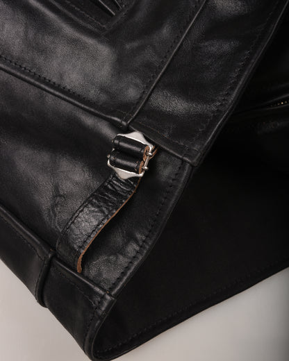 AERO LEATHER PREMIER 1930's HIGHWAYMAN - TUMBLED BLACK CXFQHH