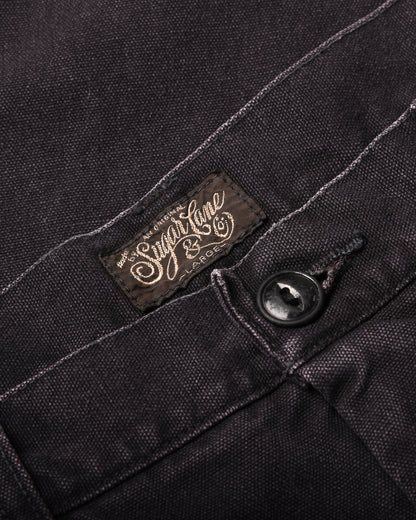 SUGARCANE COTTON DUCK WIDE TROUSERS - BLACK