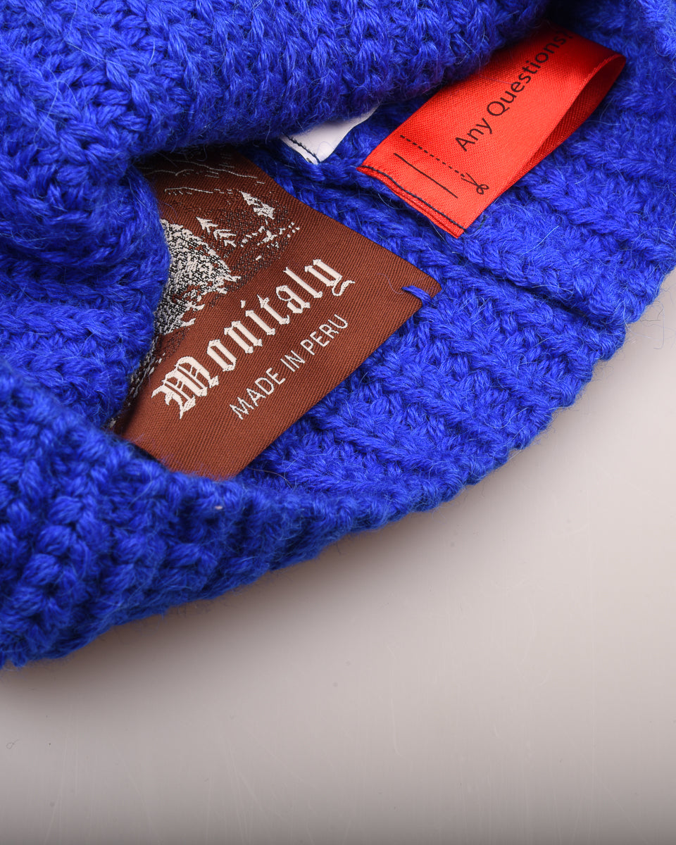 MONITALY ALPACA RIB KNIT CAP - BLUE