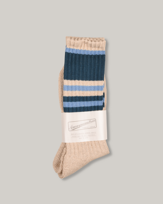 ANONYMOUS ISM GO HEMP RANDOM STRIPE PILE CREW - BLUE