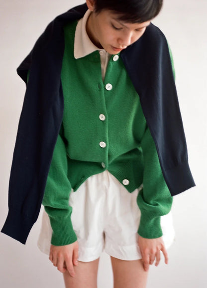 &DAUGHTER ADA CREWNECK CARDIGAN  - PAGODA GREEN