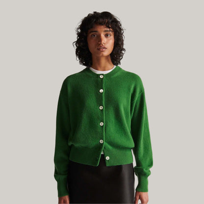&DAUGHTER ADA CREWNECK CARDIGAN  - PAGODA GREEN