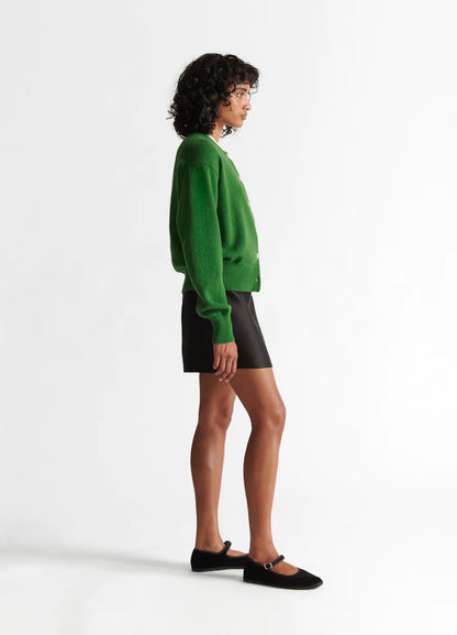 &DAUGHTER ADA CREWNECK CARDIGAN  - PAGODA GREEN