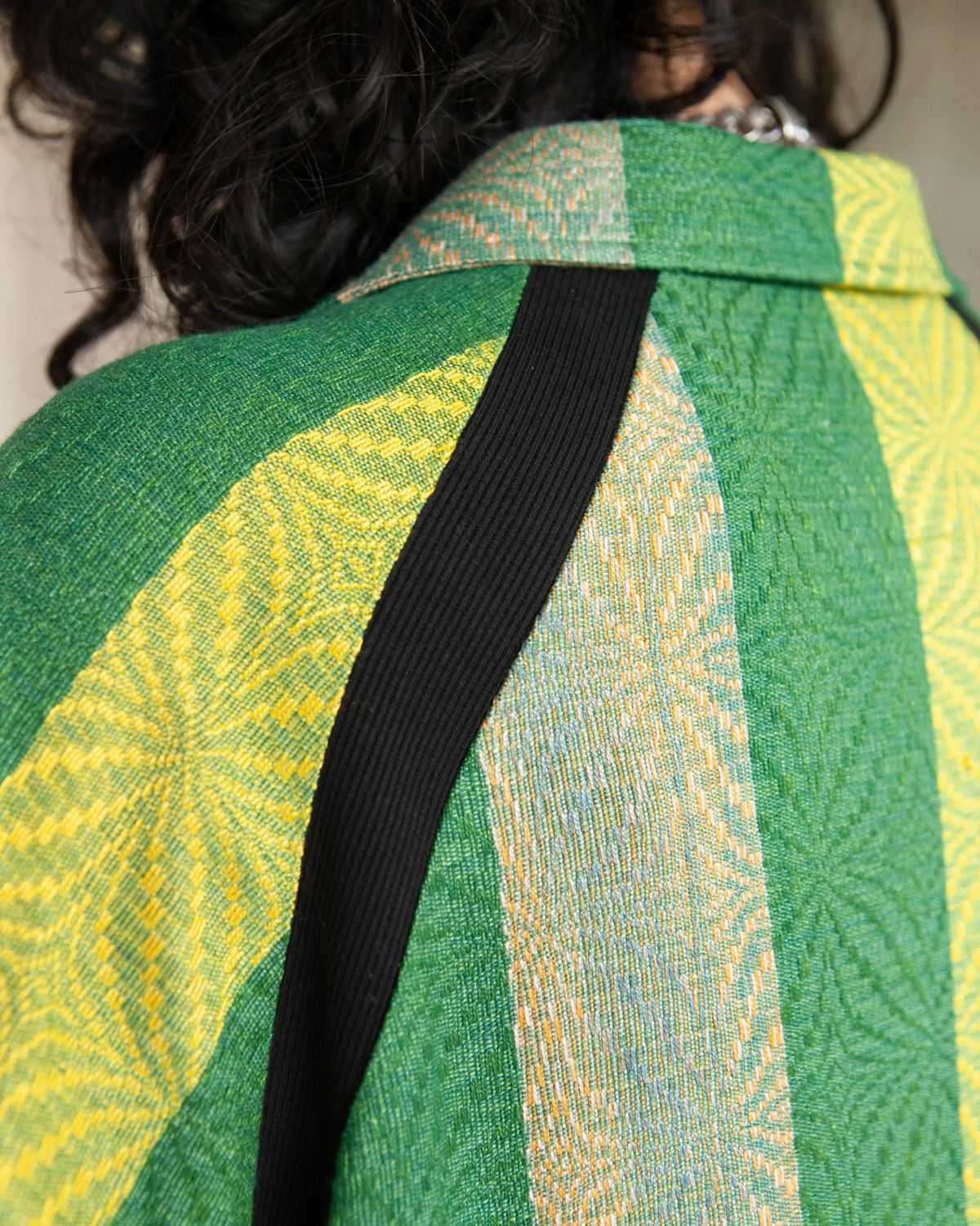 W'MENSWEAR BOWLING SHIRT - GREEN STRIPE