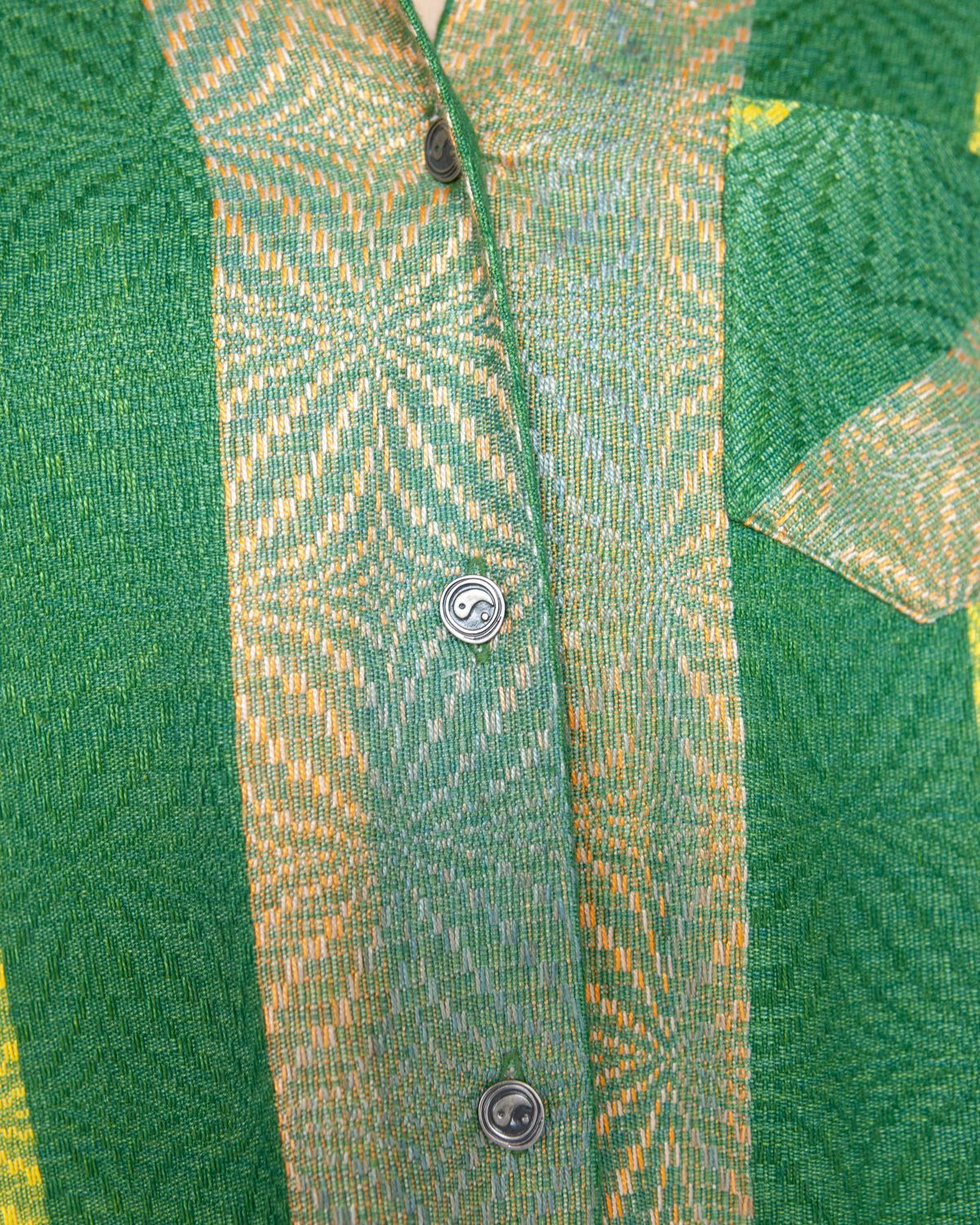 W'MENSWEAR BOWLING SHIRT - GREEN STRIPE