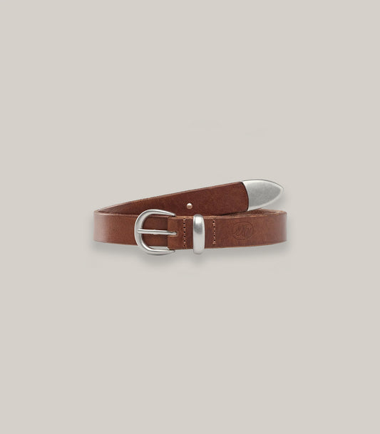 KNICKERBOCKER WESTERN BRIDLE LEATHER BELT SLIM - BROWN