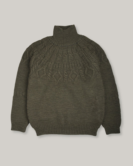 BATONER SPREAD ARAN TURTLE NECK - OLIVE