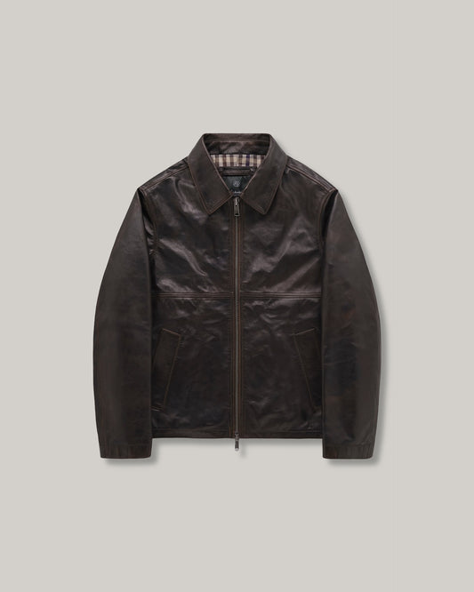 KNICKERBOCKER BENSON LEATHER JACKET - BROWN