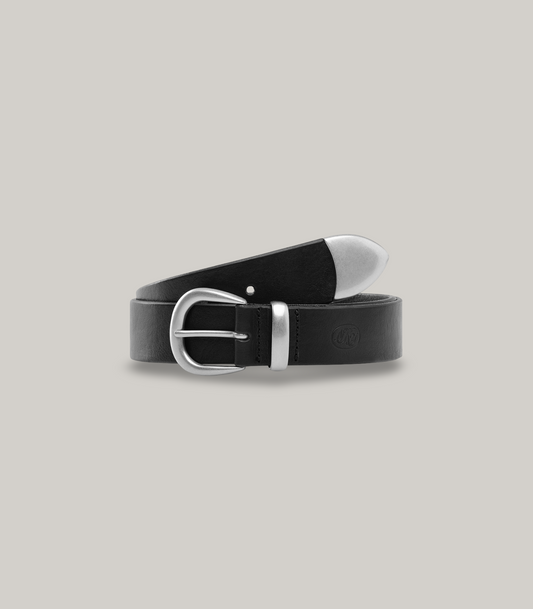 KNICKERBOCKER WESTERN BRIDLE LEATHER BELT SLIM - BLACk