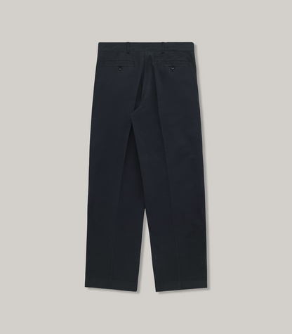 KNICKERBOCKER PLEATED TWILL COTTON CANAL PANT - NAVY