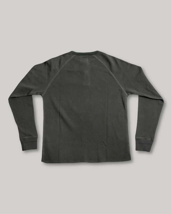 HEIMAT HENLEY WAFFLE TOP - MILITARY GREEN