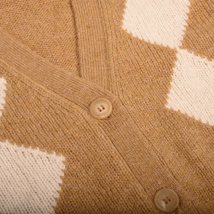 &DAUGHTER SHETLAND ARGYLE GRANDAD CARDIGAN - MUSTARD/ ECRU