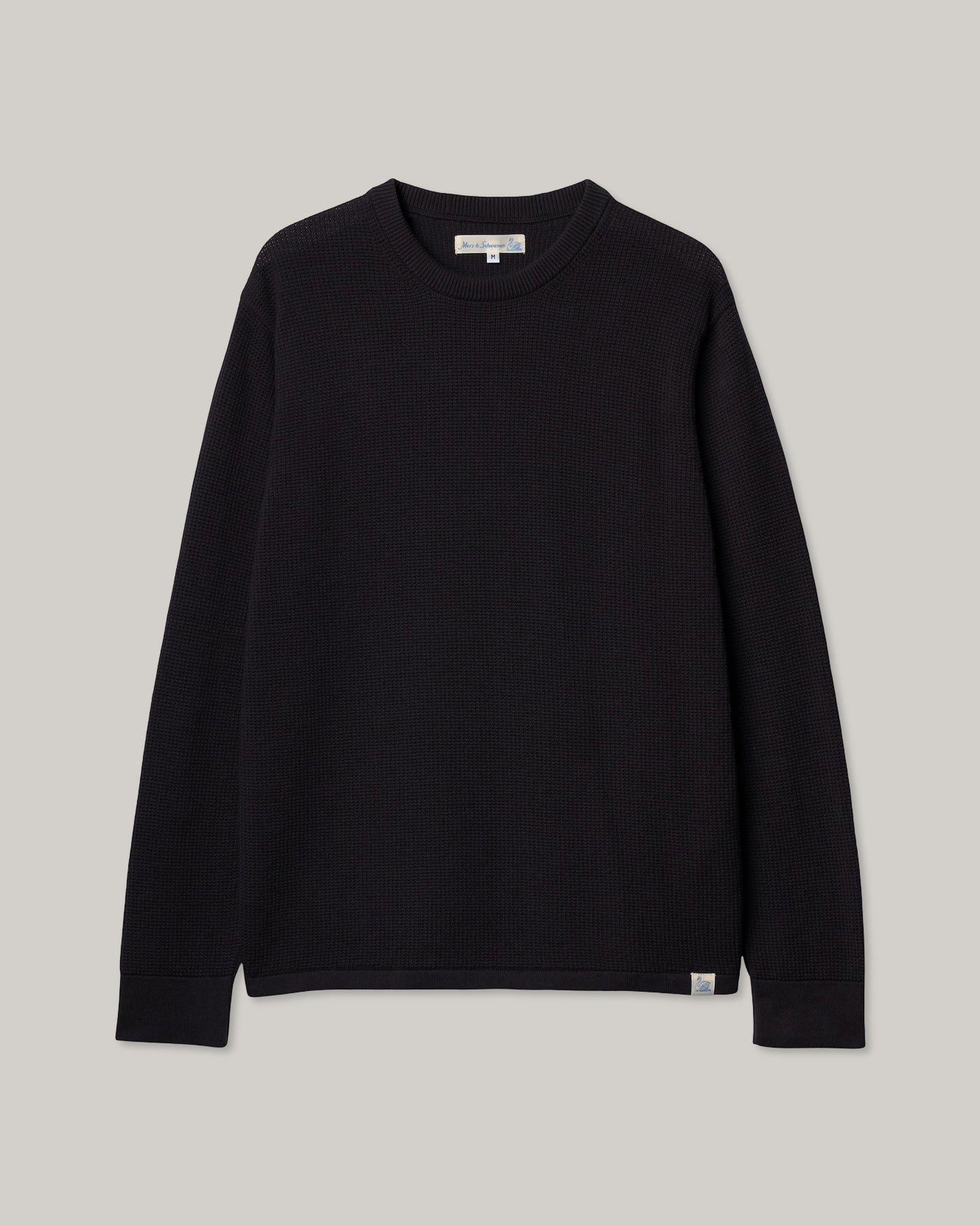 MERZ B. SCHWANEN LIGHTWEIGHT WAFFLE KNIT SWEATER - CHARCOAL
