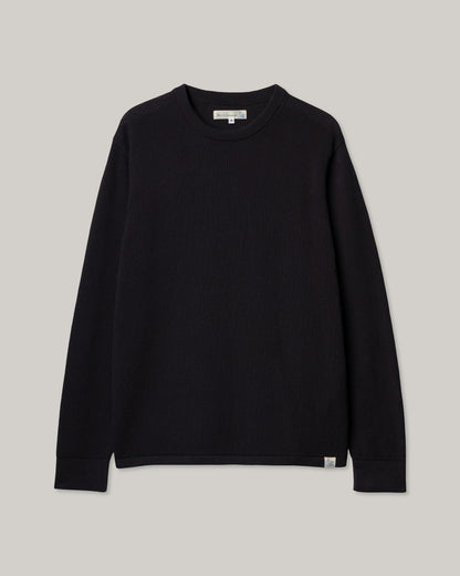 MERZ B. SCHWANEN LIGHTWEIGHT WAFFLE KNIT SWEATER - CHARCOAL