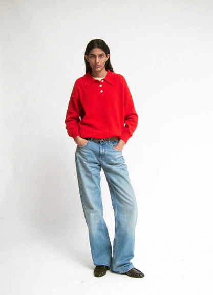 &DAUGHTER EDITH PLAIN POLO - POPPY RED