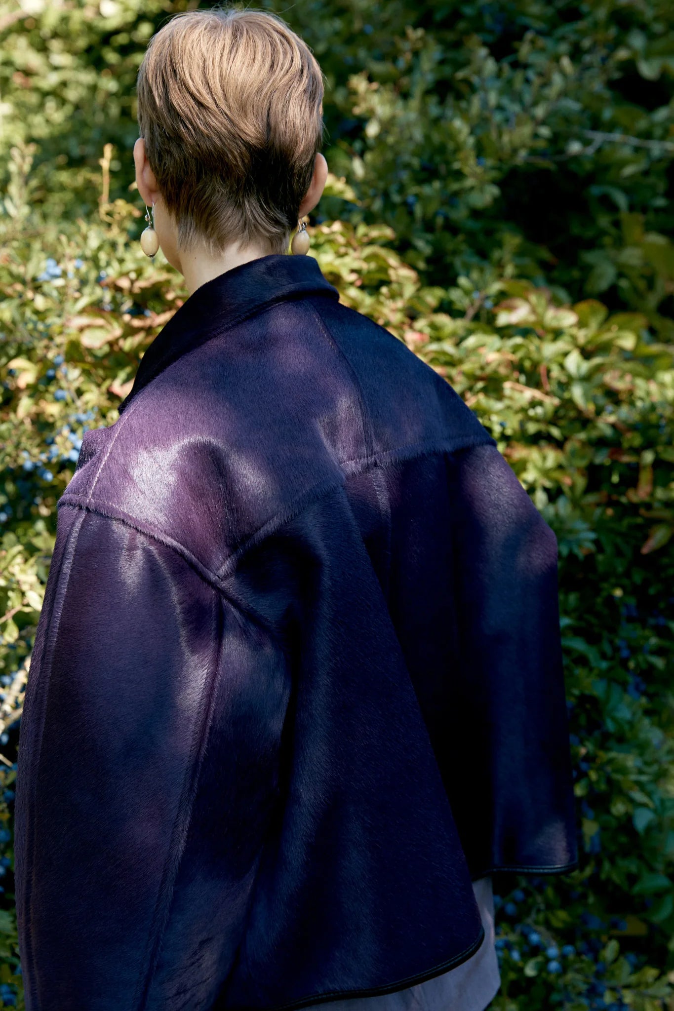 CAWLEY HAIR ON HIDE LEATHER FLYING JACKET - VIOLET
