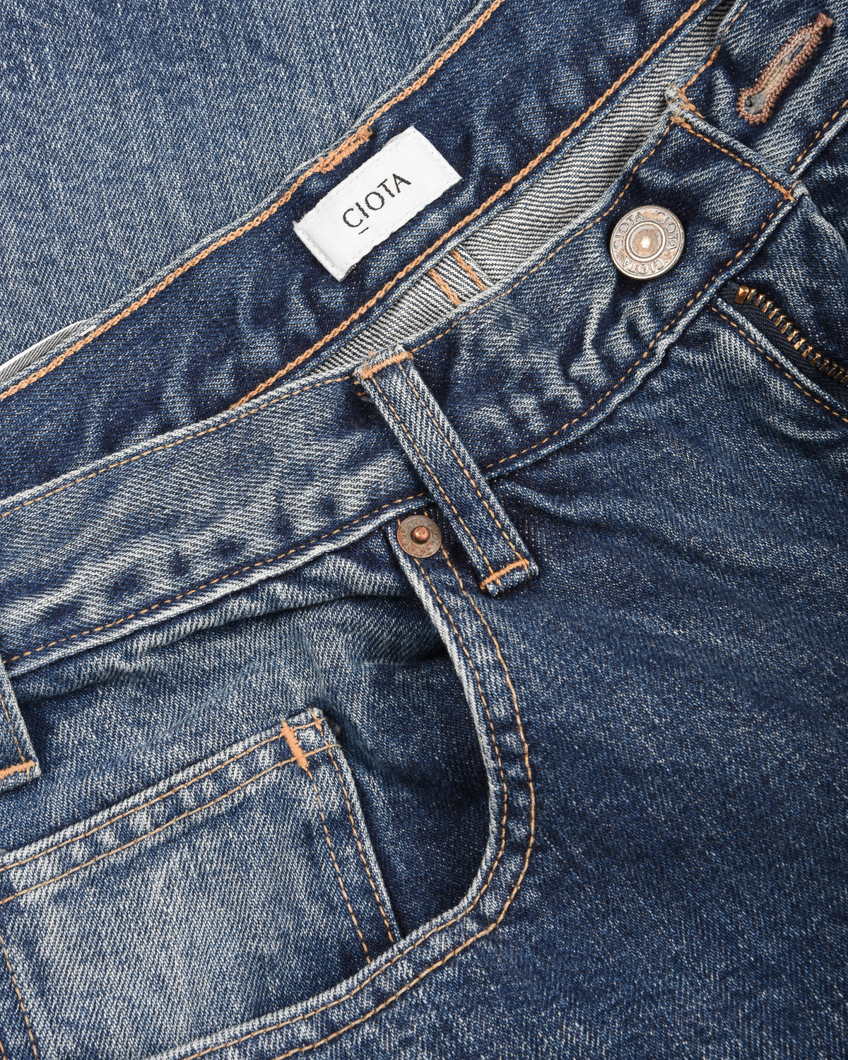 CIOTA WIDE BAGGY 5 POCKET PANTS - MEDIUM BLUE