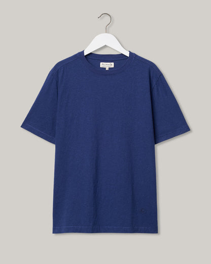MERZ B. SCHWANEN HPT01 COTTON/ HEMP T-SHIRT - INK BLUE
