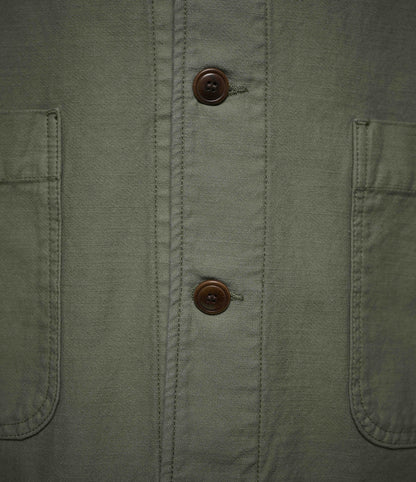 MERZ B. SCHWANEN CROPPED SATEEN CANVAS WORKER'S JACKET - ARMY GREEN